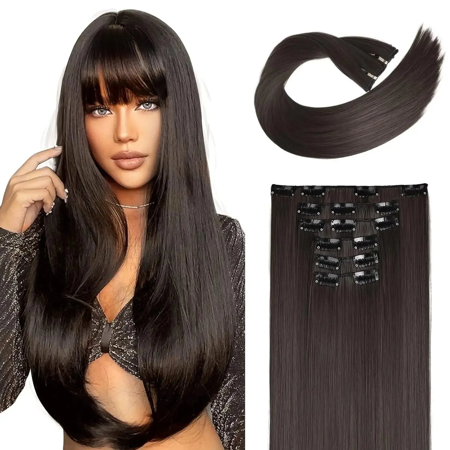 Clip in Hair Extensions Real Natural Hair Remy Straight Set 5&7 Pcs Brazilian Clip in Human Hair Extensions