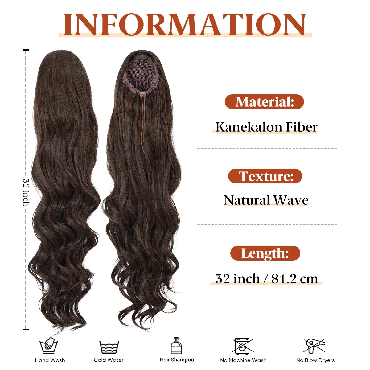 Hair Pony Hair Extensions , Clip In Drawstring Pony