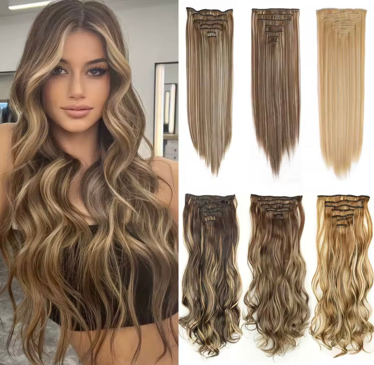 LONG STRAIGHT CLIP-IN HAIR EXTENSIONS