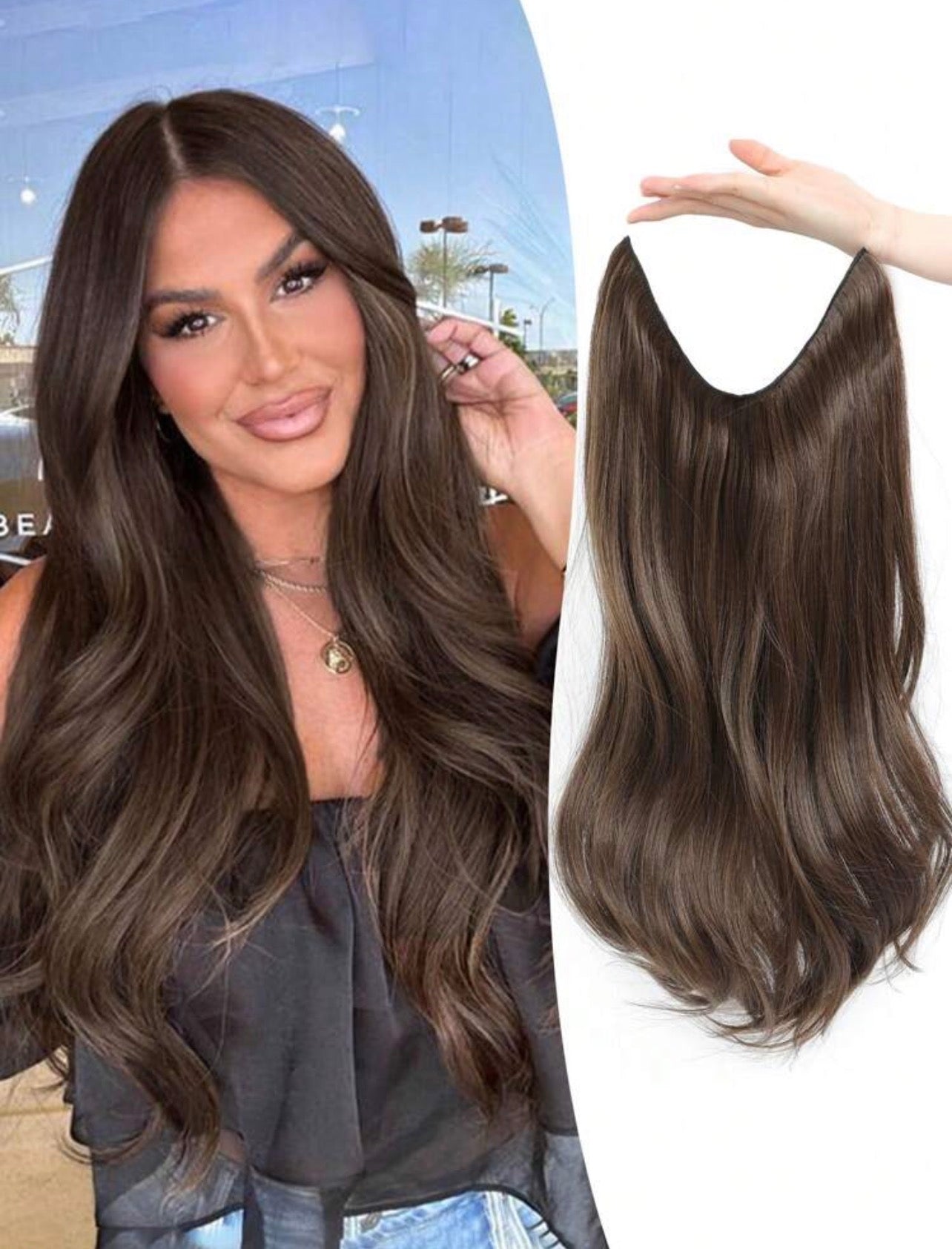 Invisible Halo Fish line Hair Extensions 24”