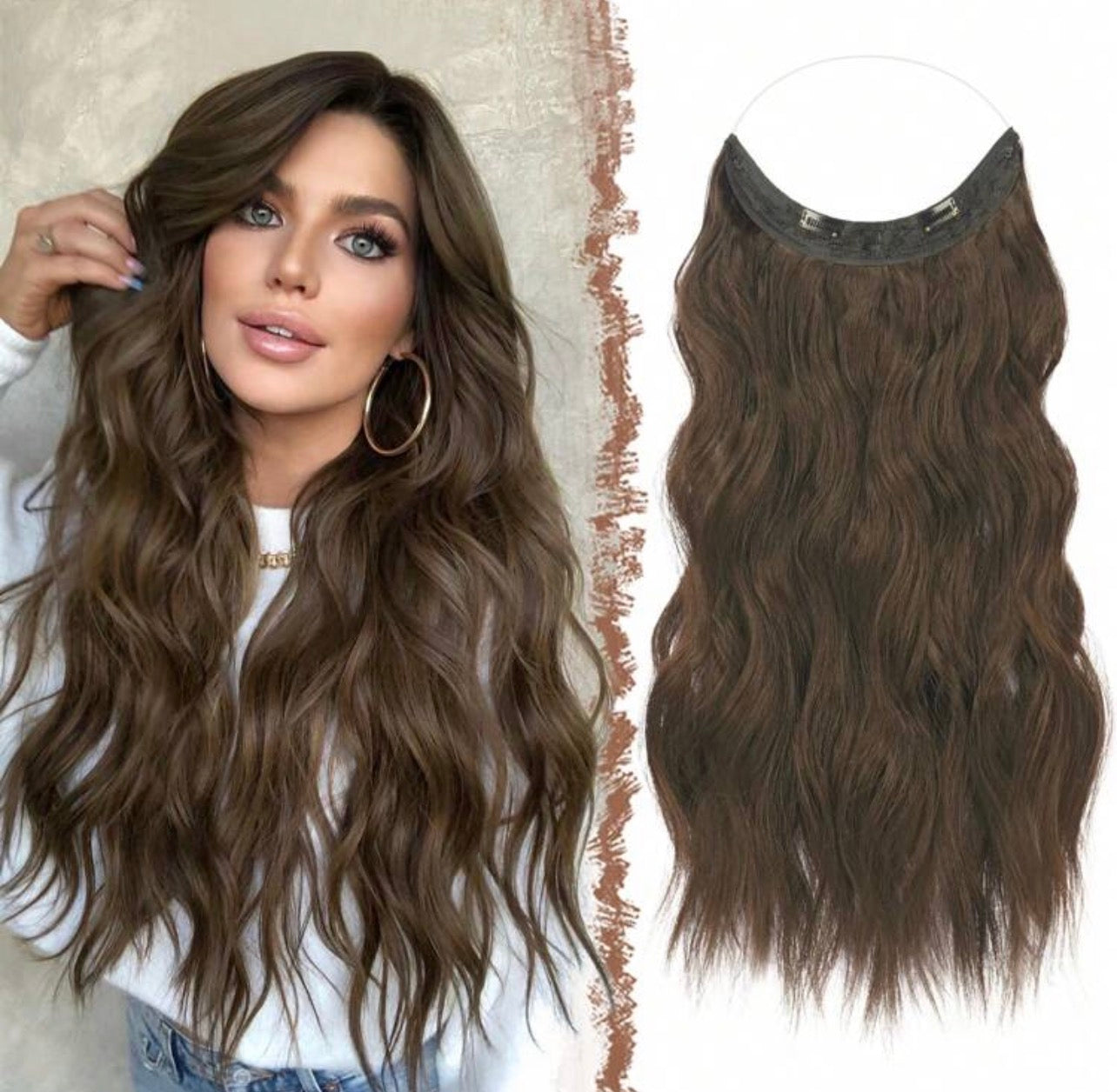 Invisible Halo Fish line Hair Extensions 24”