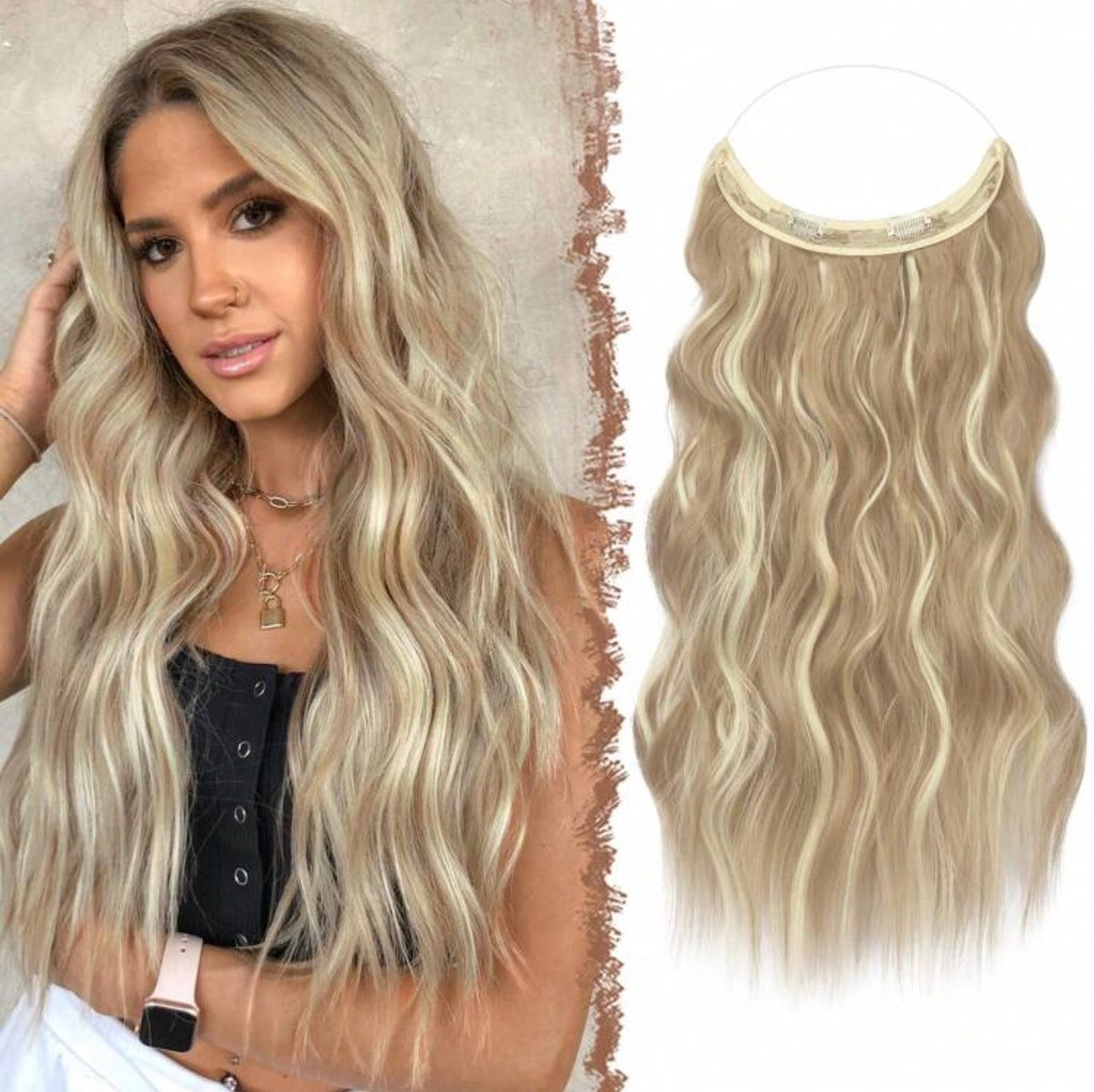 Invisible Halo Fish line Hair Extensions 24”