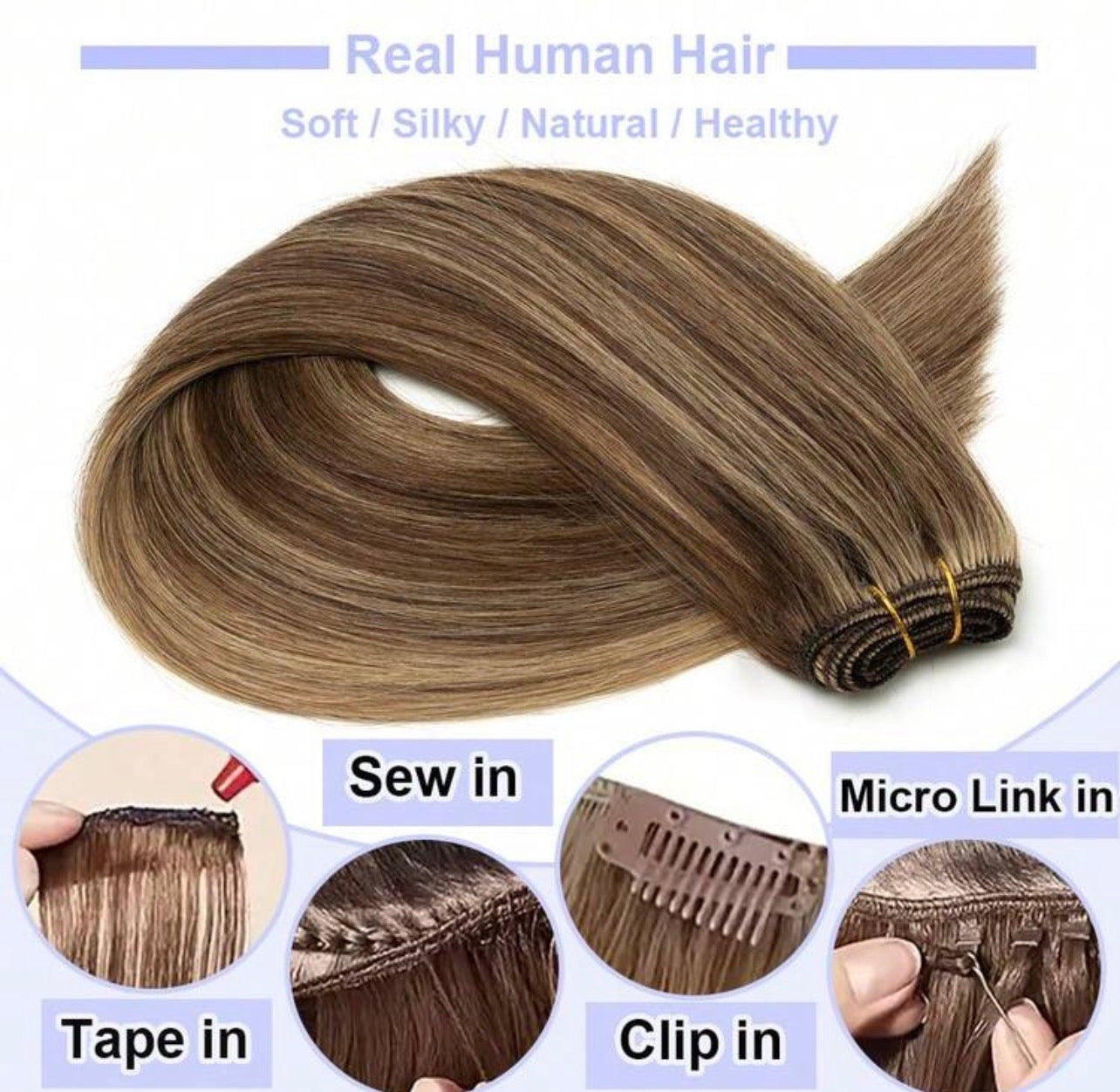 Weft Bundles Brazilian Straight Human Hair , Double Weft Quick Weave