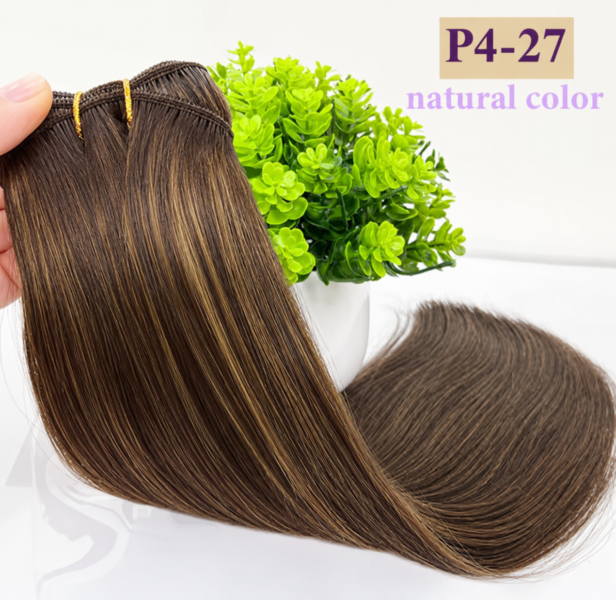 Weft Bundles Brazilian Straight Human Hair , Double Weft Quick Weave