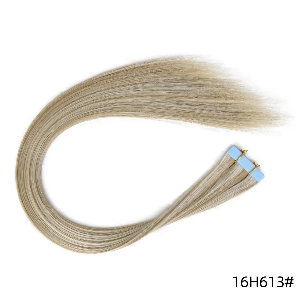 Tape in Hair Extensions Human Hair, 20Inch 10Pcs  25g  Seamless Weft Tape Invisible Adhesive Tape In Hair Extensions