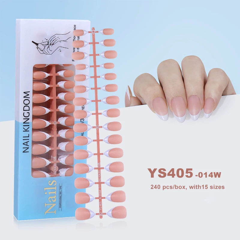 150Pcs/Box Acrylic Press on Nails Full Cover Fake False Tips Soft Gel Extension T-shaped Oval Capsule Almond Sculpted Salon DIY