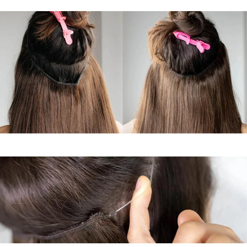 Invisible Halo Fish line Hair Extensions 24”