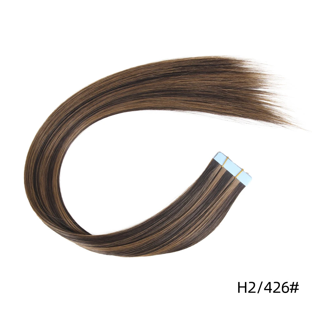 Tape in Hair Extensions Human Hair, 20Inch 10Pcs  25g  Seamless Weft Tape Invisible Adhesive Tape In Hair Extensions