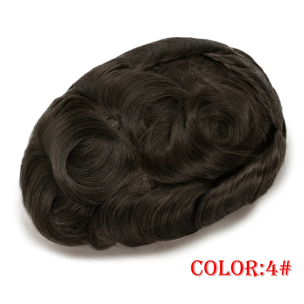 Remy Human Hair Toupee , Capillary Topper , Men's Brazilian Hair System