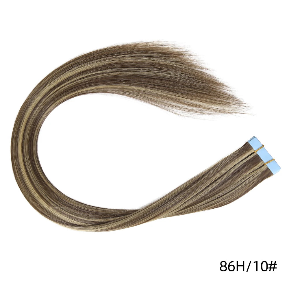 Tape in Hair Extensions Human Hair, 20Inch 10Pcs  25g  Seamless Weft Tape Invisible Adhesive Tape In Hair Extensions
