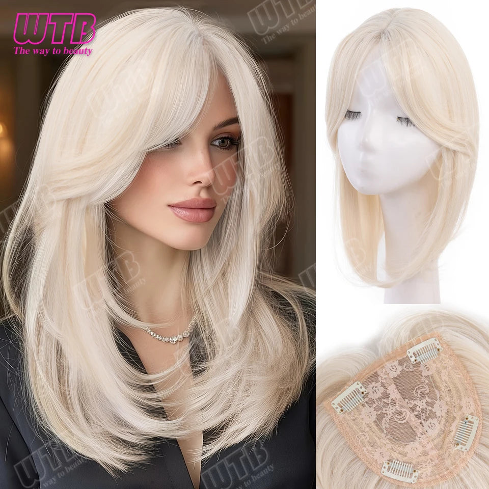 Hair Topper with Bangs & Layers Style Subtle Diva Volume