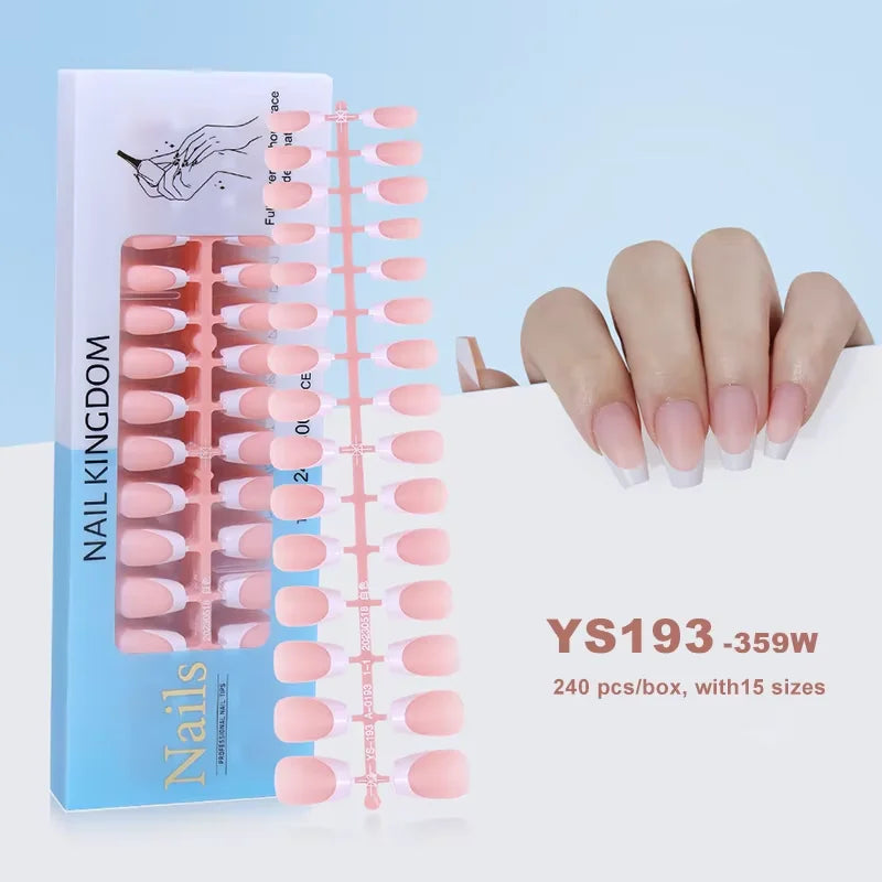 150Pcs/Box Acrylic Press on Nails Full Cover Fake False Tips Soft Gel Extension T-shaped Oval Capsule Almond Sculpted Salon DIY