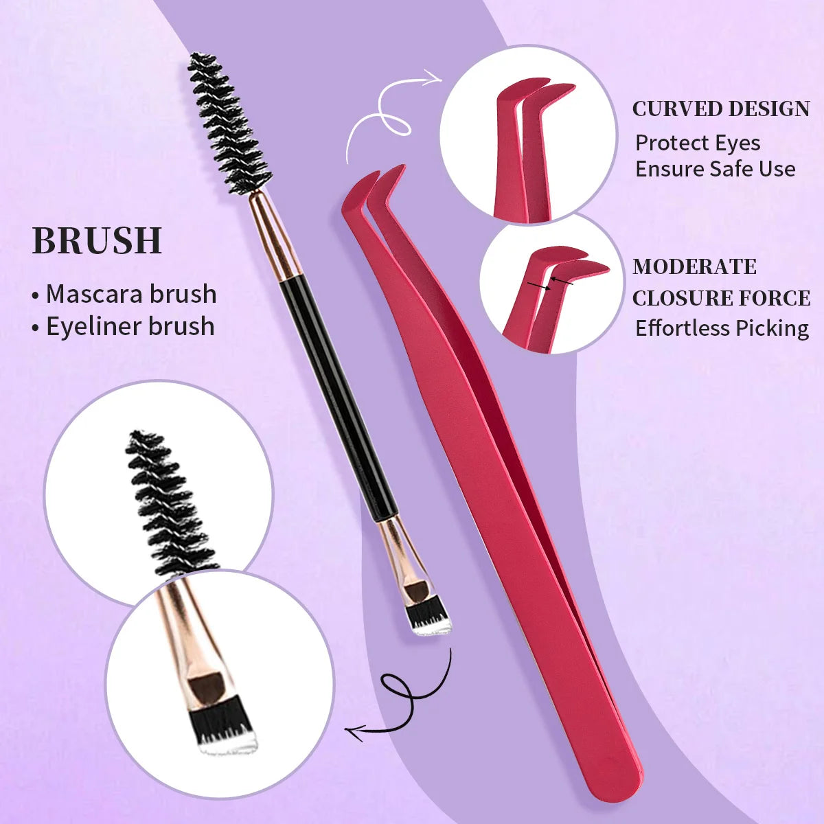 Lash Extension Kit D Curl Cluster Lashes 9-16mm Natural And Voluminous Styles with Bond&Seal Tweezers Reusable Beginner-Friendly