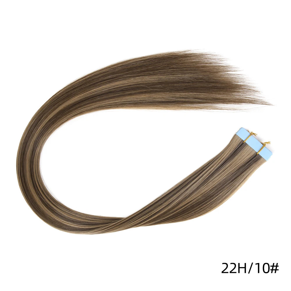 Tape in Hair Extensions Human Hair, 20Inch 10Pcs  25g  Seamless Weft Tape Invisible Adhesive Tape In Hair Extensions