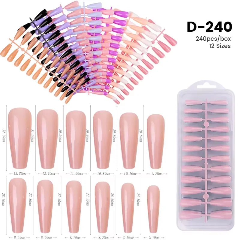 150Pcs/Box Acrylic Press on Nails Full Cover Fake False Tips Soft Gel Extension T-shaped Oval Capsule Almond Sculpted Salon DIY