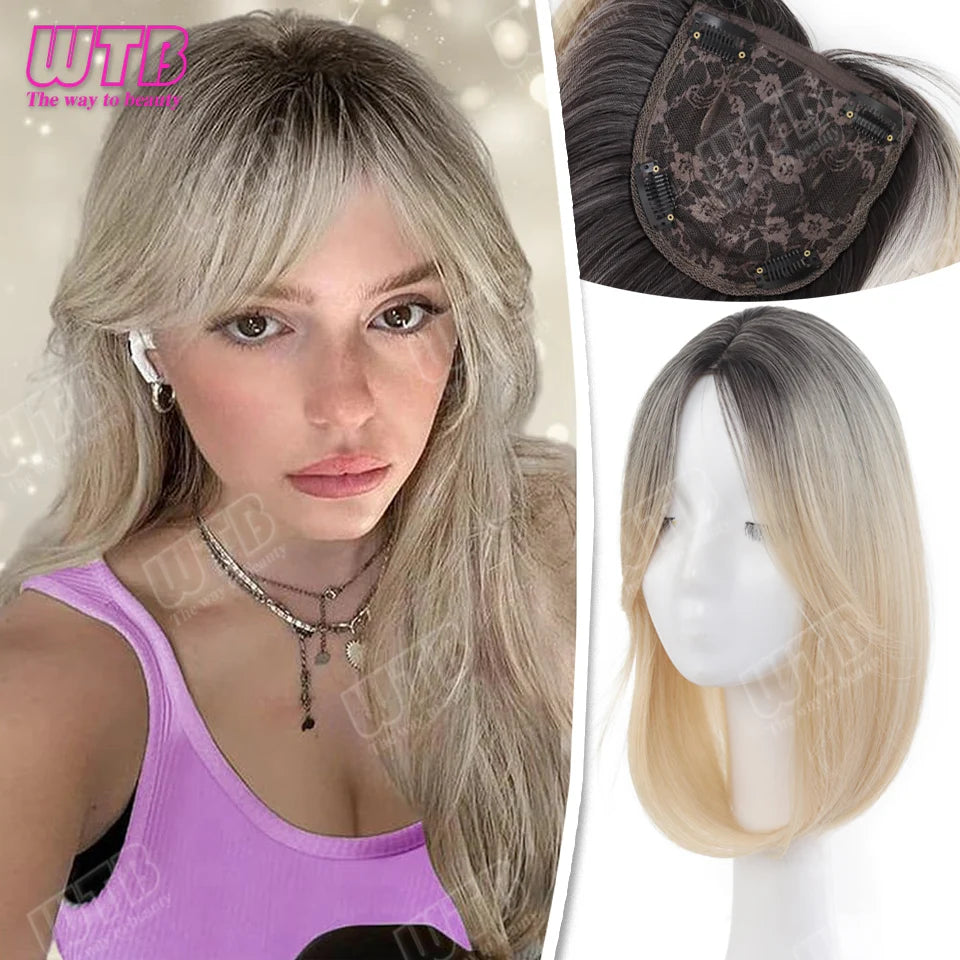 Hair Topper with Bangs & Layers Style Subtle Diva Volume