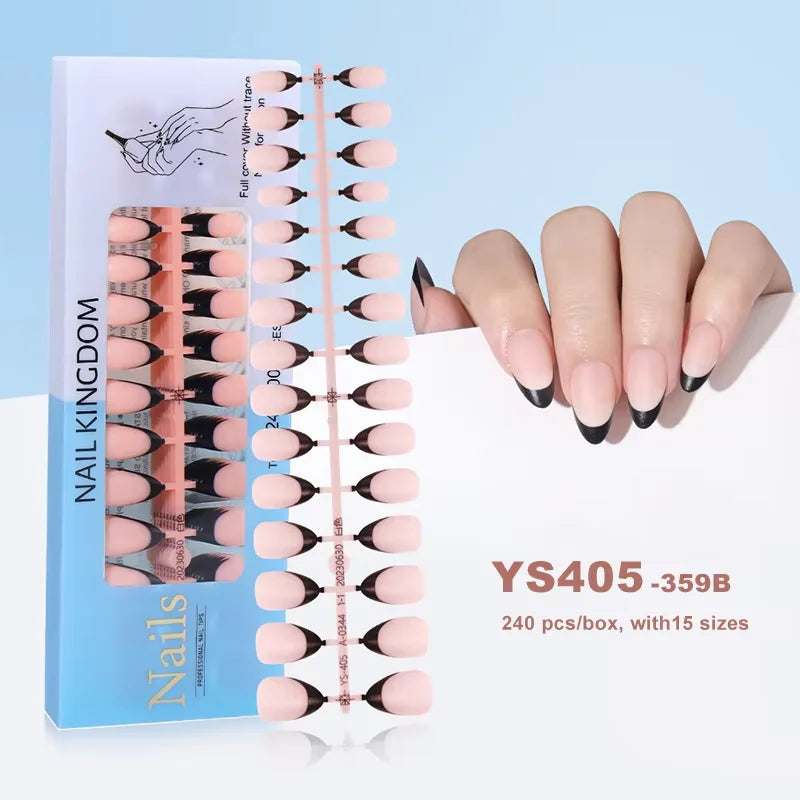 150Pcs/Box Acrylic Press on Nails Full Cover Fake False Tips Soft Gel Extension T-shaped Oval Capsule Almond Sculpted Salon DIY