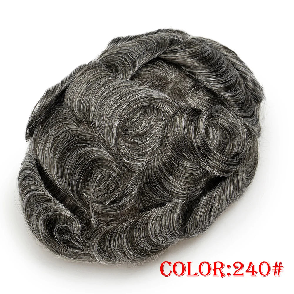 Remy Human Hair Toupee , Capillary Topper , Men's Brazilian Hair System