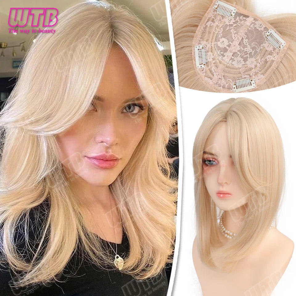 Hair Topper with Bangs & Layers Style Subtle Diva Volume