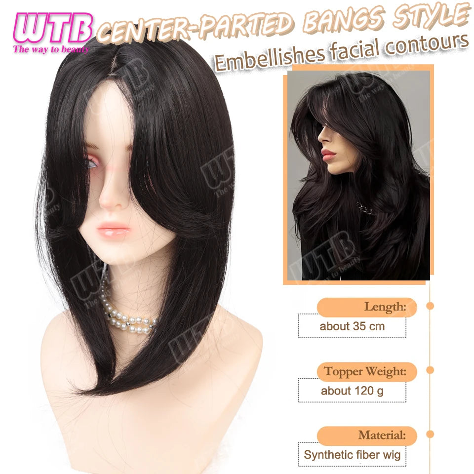 Hair Topper with Bangs & Layers Style Subtle Diva Volume