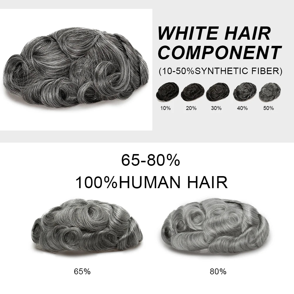 Remy Human Hair Toupee , Capillary Topper , Men's Brazilian Hair System