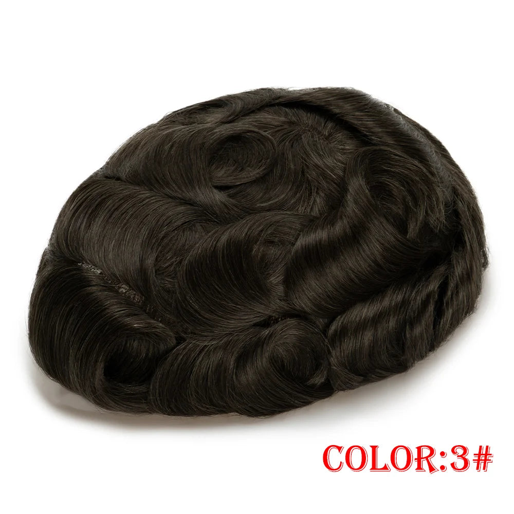 Remy Human Hair Toupee , Capillary Topper , Men's Brazilian Hair System