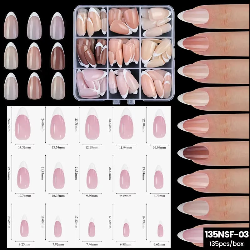 150Pcs/Box Acrylic Press on Nails Full Cover Fake False Tips Soft Gel Extension T-shaped Oval Capsule Almond Sculpted Salon DIY