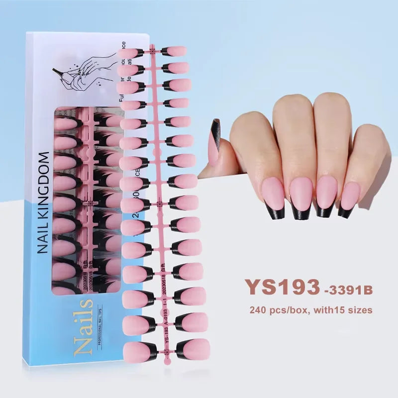 150Pcs/Box Acrylic Press on Nails Full Cover Fake False Tips Soft Gel Extension T-shaped Oval Capsule Almond Sculpted Salon DIY