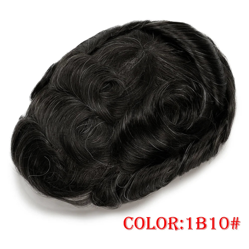 Remy Human Hair Toupee , Capillary Topper , Men's Brazilian Hair System