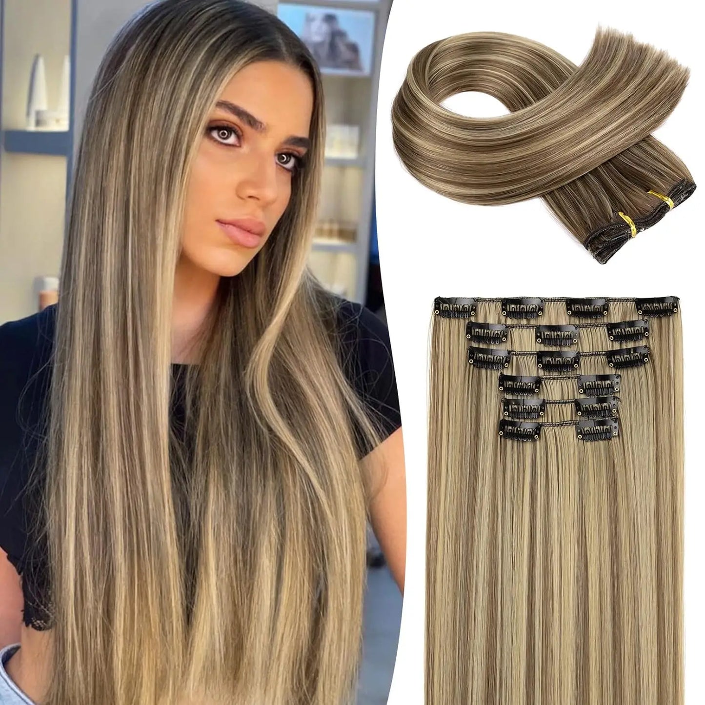 Clip in Hair Extensions Real Natural Hair Remy Straight Set 5&7 Pcs Brazilian Clip in Human Hair Extensions