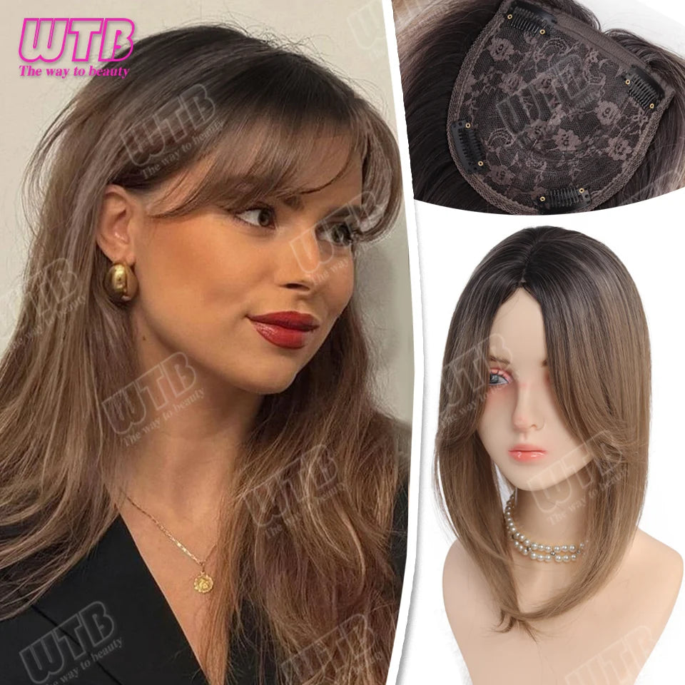 Hair Topper with Bangs & Layers Style Subtle Diva Volume