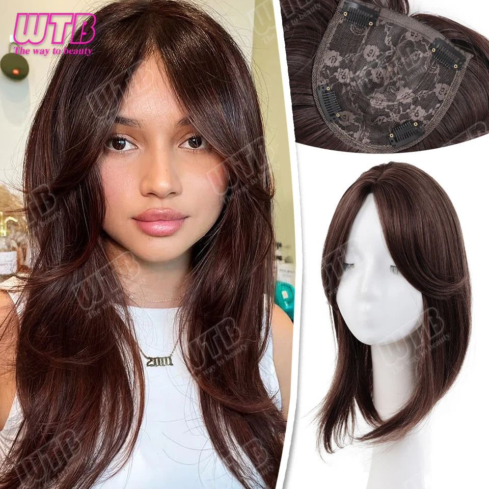 Hair Topper with Bangs & Layers Style Subtle Diva Volume
