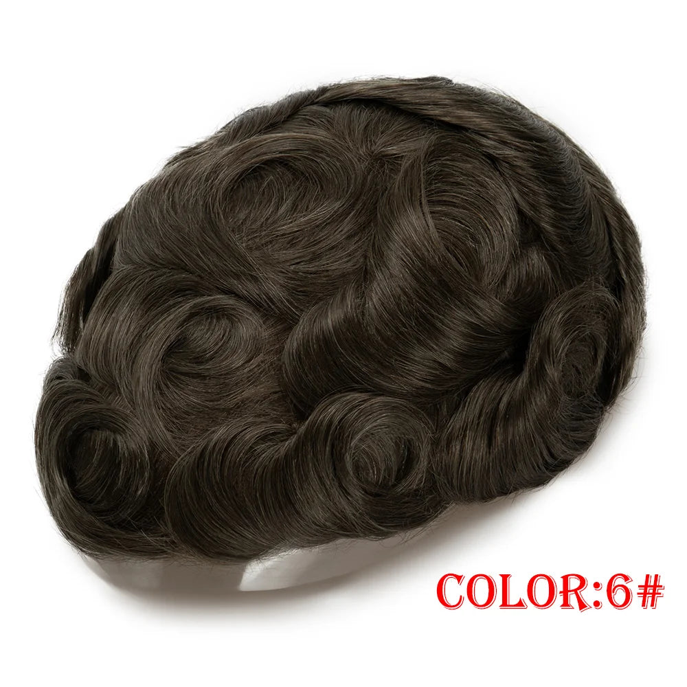Remy Human Hair Toupee , Capillary Topper , Men's Brazilian Hair System