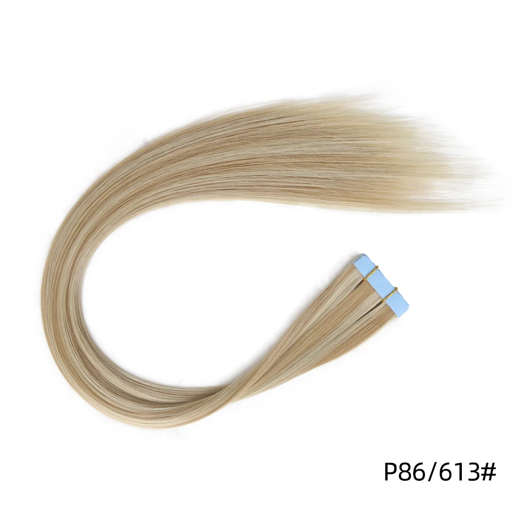 Tape in Hair Extensions Human Hair, 20Inch 10Pcs  25g  Seamless Weft Tape Invisible Adhesive Tape In Hair Extensions
