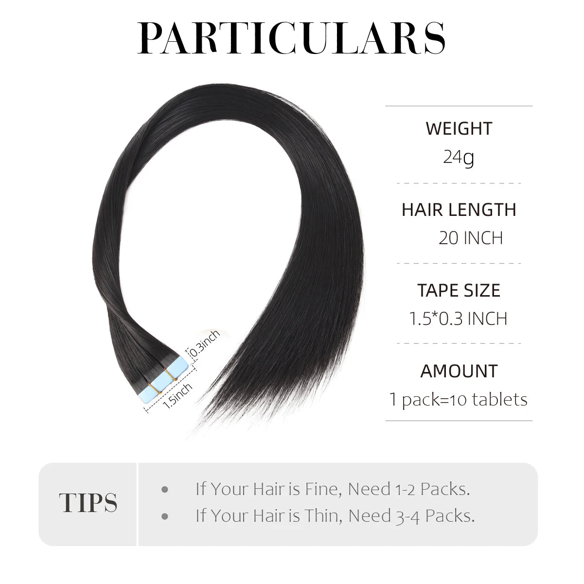 Tape in Hair Extensions Human Hair, 20Inch 10Pcs  25g  Seamless Weft Tape Invisible Adhesive Tape In Hair Extensions