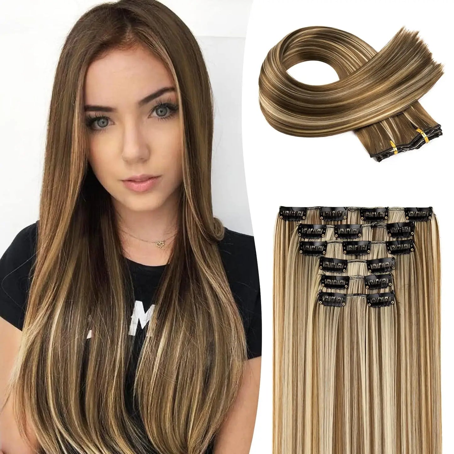 Clip in Hair Extensions Real Natural Hair Remy Straight Set 5&7 Pcs Brazilian Clip in Human Hair Extensions