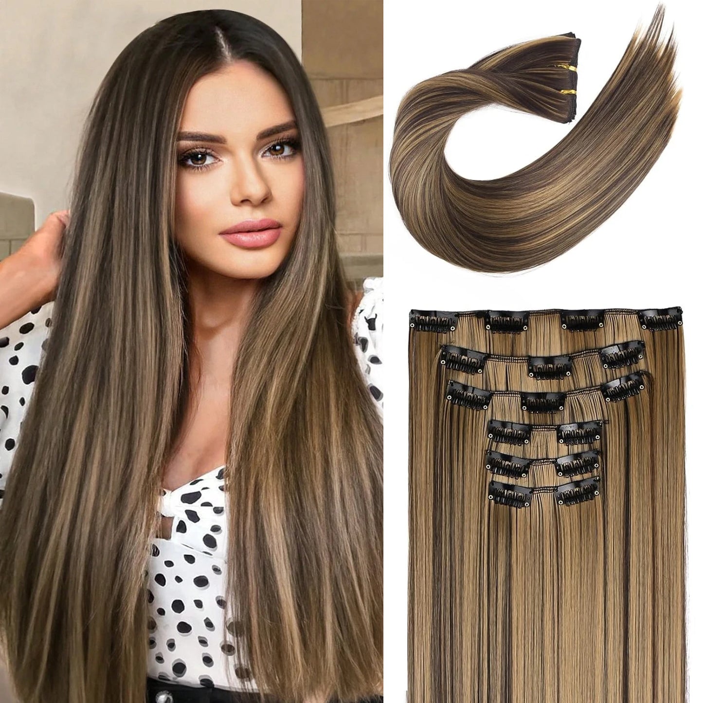 Clip in Hair Extensions Real Natural Hair Remy Straight Set 5&7 Pcs Brazilian Clip in Human Hair Extensions