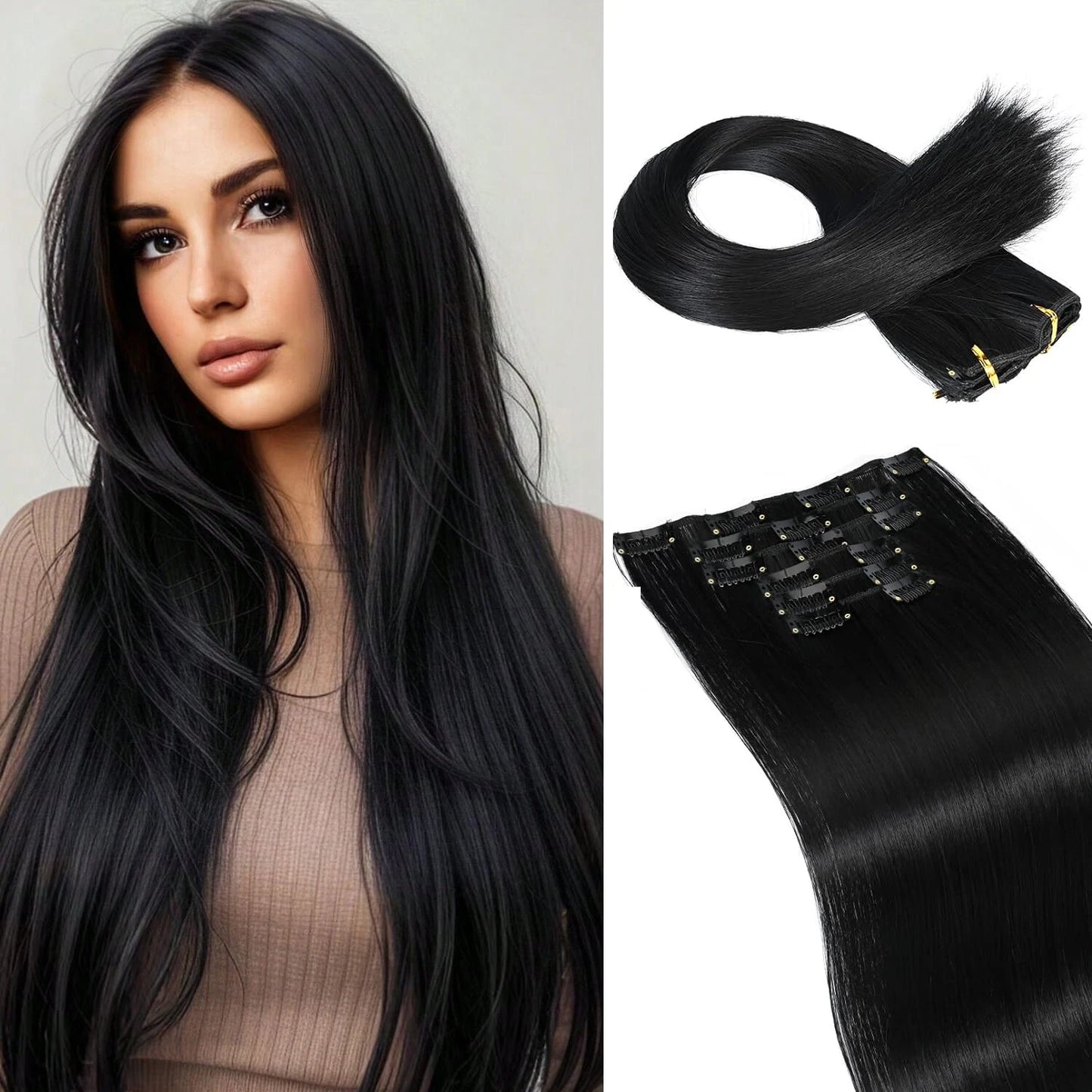 Clip in Hair Extensions Real Natural Hair Remy Straight Set 5&7 Pcs Brazilian Clip in Human Hair Extensions