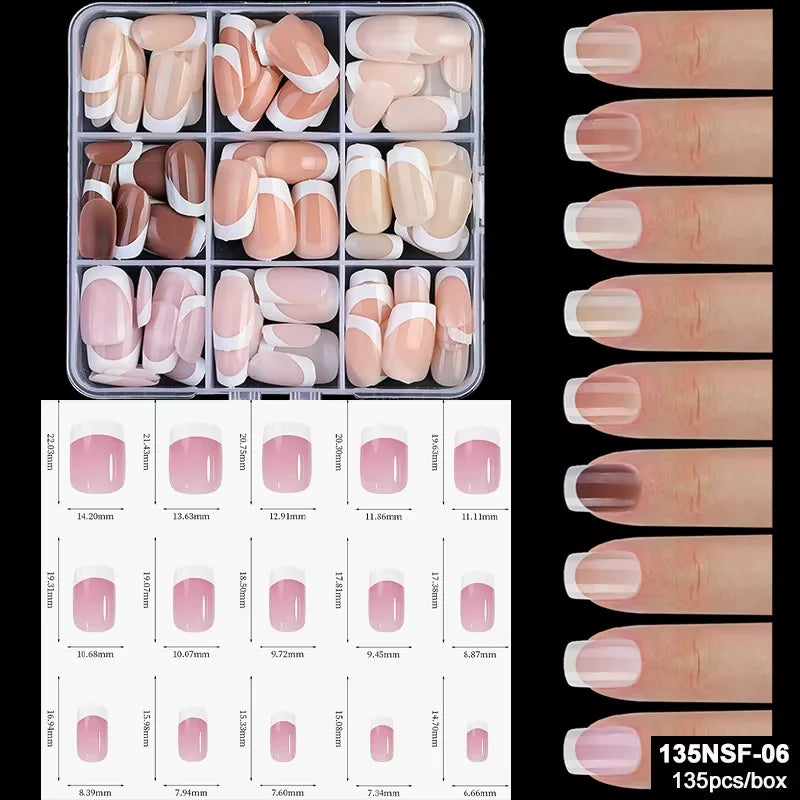 150Pcs/Box Acrylic Press on Nails Full Cover Fake False Tips Soft Gel Extension T-shaped Oval Capsule Almond Sculpted Salon DIY