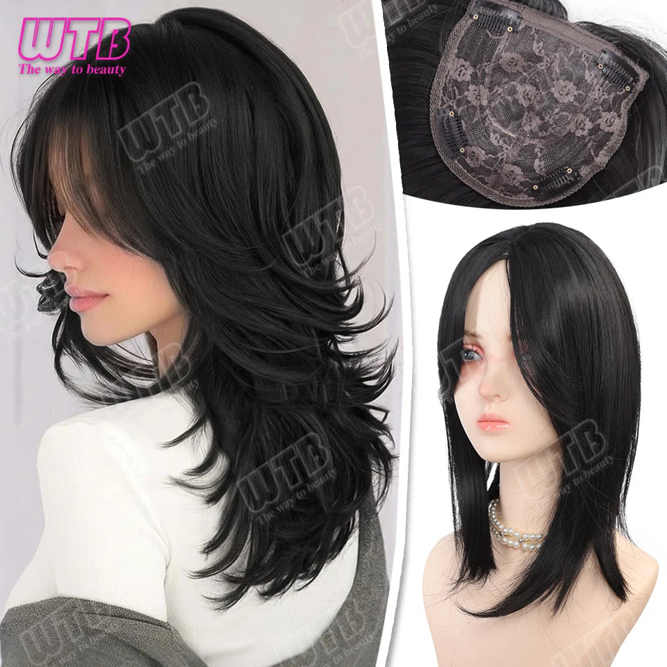 Hair Topper with Bangs & Layers Style Subtle Diva Volume