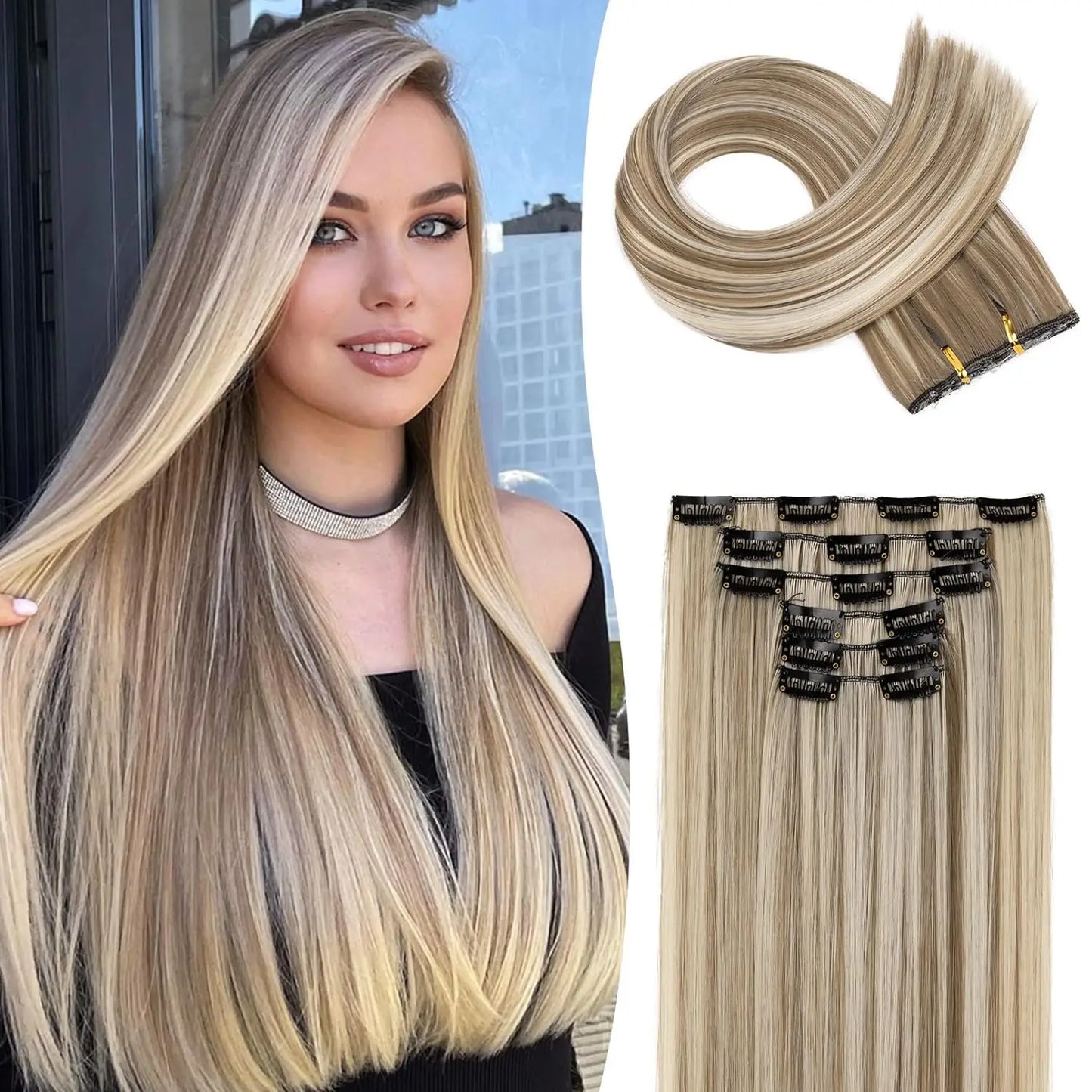 Clip in Hair Extensions Real Natural Hair Remy Straight Set 5&7 Pcs Brazilian Clip in Human Hair Extensions