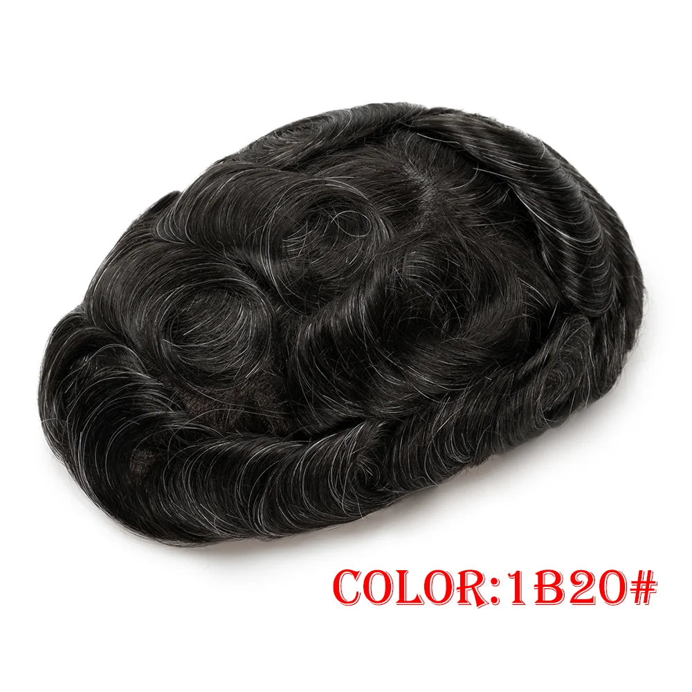 Remy Human Hair Toupee , Capillary Topper , Men's Brazilian Hair System