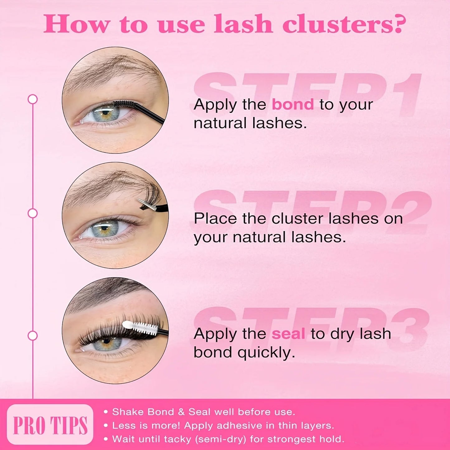 Natural Look False Eyelashes Kit, 280pcs lashes clusters kit, 9-16mm 30D&40D Individual Lashes with Bond Seal Tweezers forMakeup