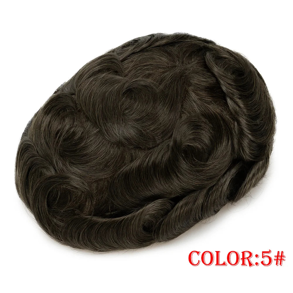 Remy Human Hair Toupee , Capillary Topper , Men's Brazilian Hair System