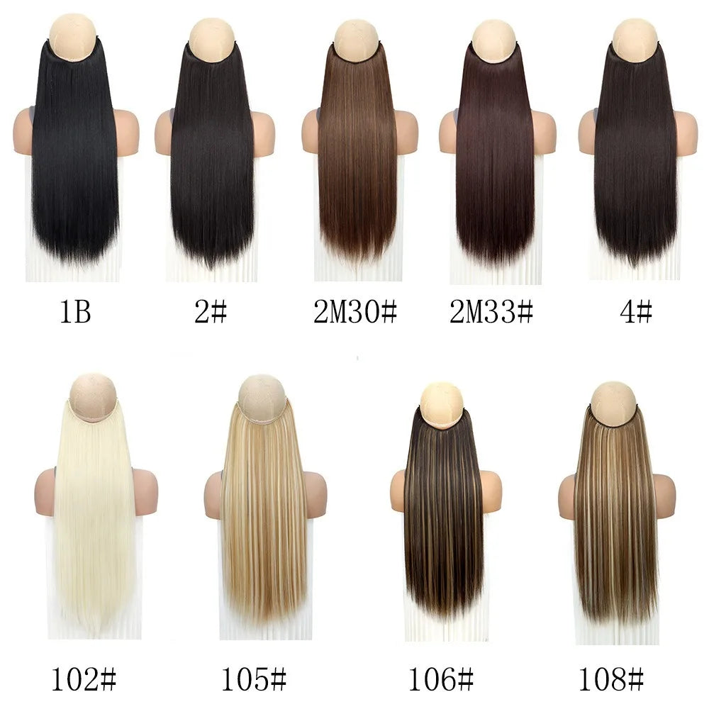 Invisible Halo Fish line Hair Extensions 24”