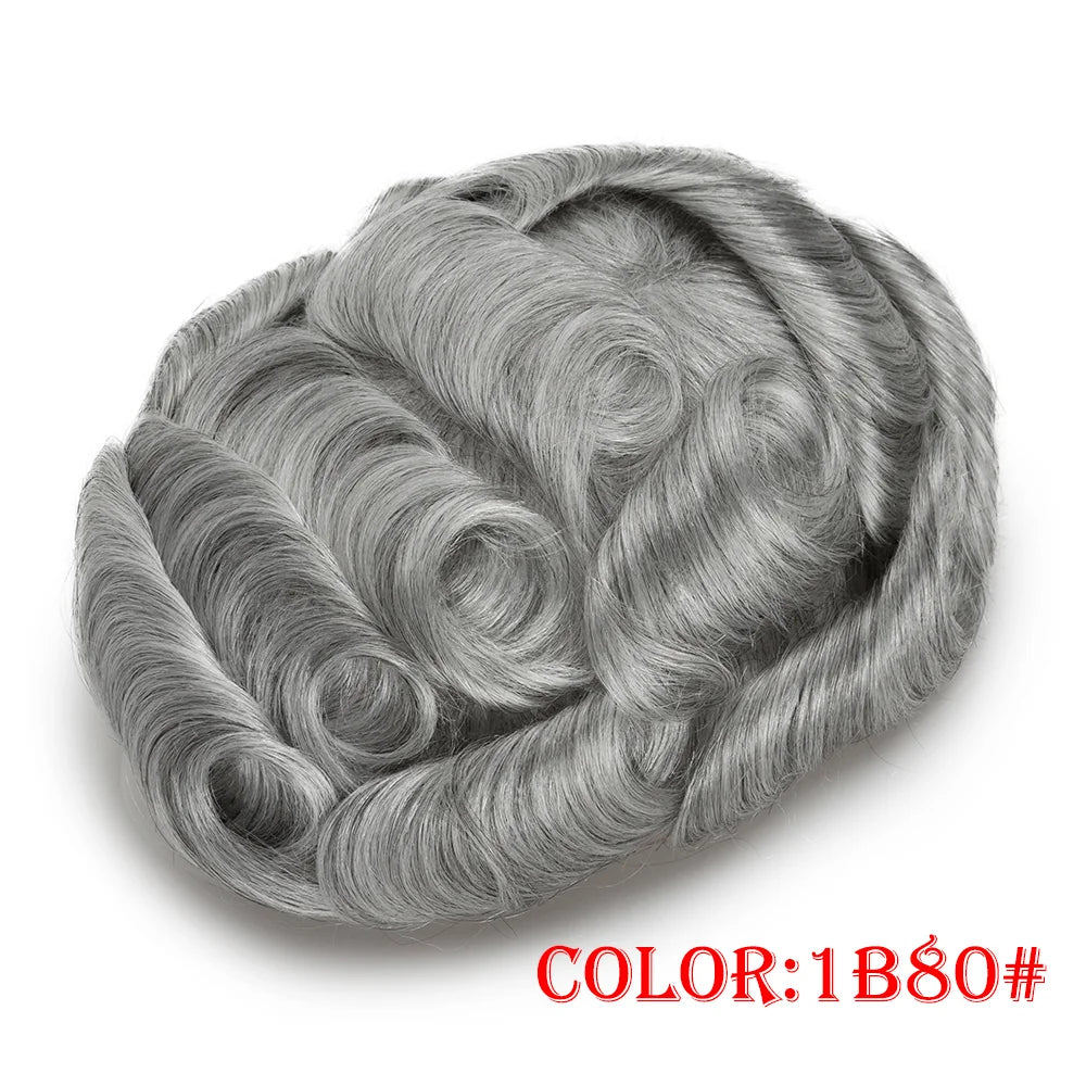 Remy Human Hair Toupee , Capillary Topper , Men's Brazilian Hair System