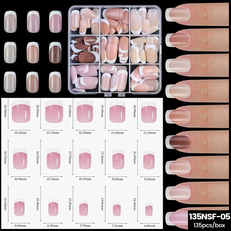 150Pcs/Box Acrylic Press on Nails Full Cover Fake False Tips Soft Gel Extension T-shaped Oval Capsule Almond Sculpted Salon DIY