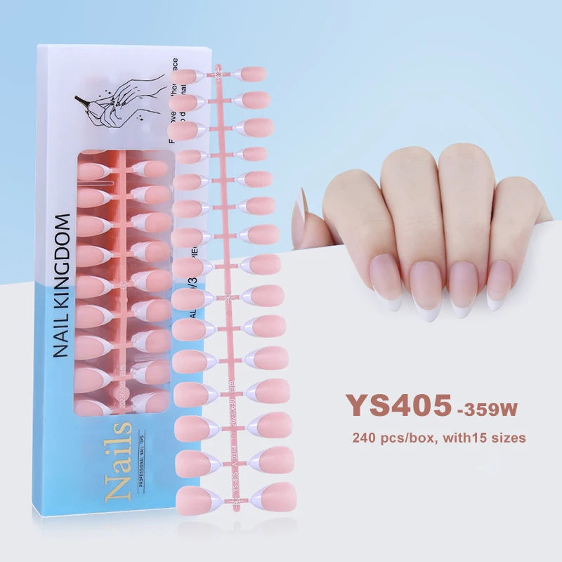 150Pcs/Box Acrylic Press on Nails Full Cover Fake False Tips Soft Gel Extension T-shaped Oval Capsule Almond Sculpted Salon DIY
