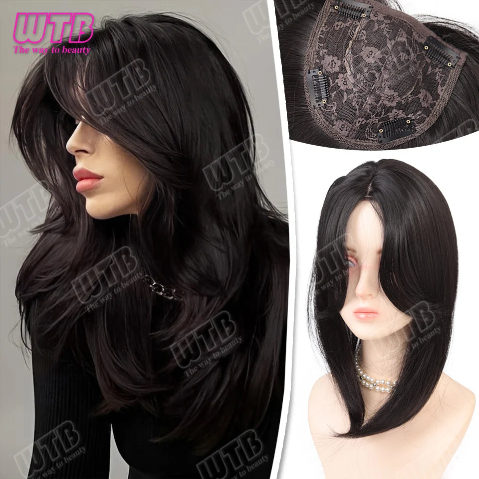 Hair Topper with Bangs & Layers Style Subtle Diva Volume
