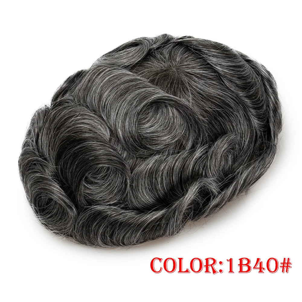 Remy Human Hair Toupee , Capillary Topper , Men's Brazilian Hair System